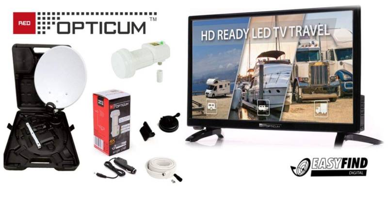 Opticum Red Opticum Travel TV 24 Zoll Camping komplett Set mit Opticum Camping Camping Sat-Anlage von Opticum
