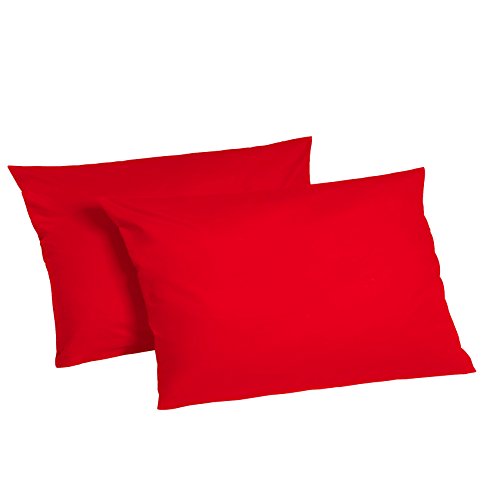 2x Teilig Renforcé Kissenhüllen Kissenbezug Kissenbezüge 100% Baumwolle (40 cm x 80 cm, Rot) von Optidream