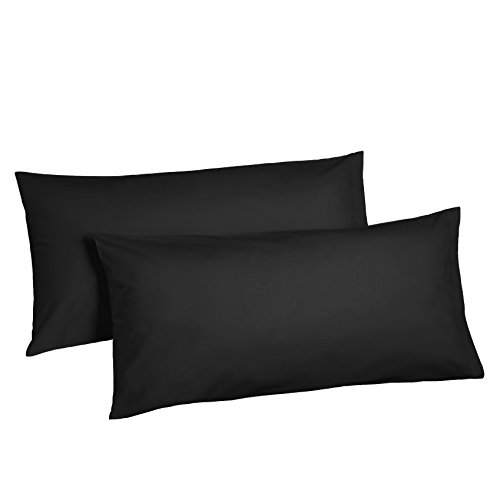 2x Teilig Renforcé Kissenhüllen Kissenbezug Kissenbezüge 100% Baumwolle (40 cm x 80 cm, Schwarz) von optidream