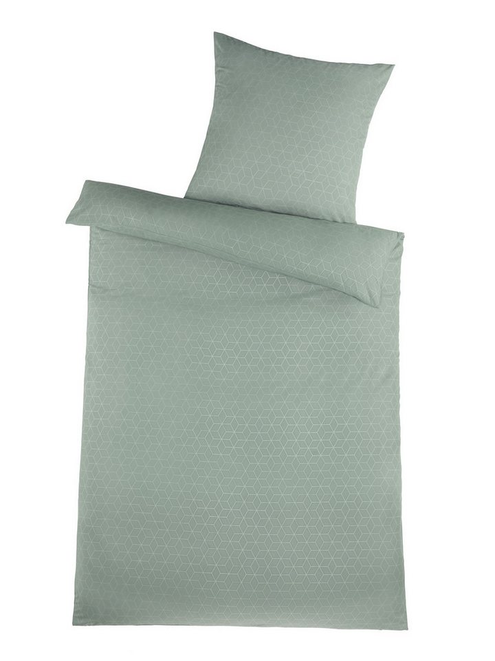 Optidream Bettwäsche Set Mikrofaser 135x200 Design geprägt Cube salbei, Mikrofaser, 2 teilig, Sommer Geschenke Idee Frauen Männer weich sale Reißverschluss Partner von Optidream