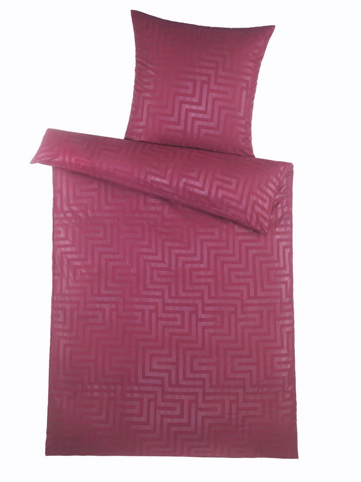 Optidream Bettwäsche Set Mikrofaser 135x200 Design geprägt Labyrinth bordeaux, Mikrofaser, 2 teilig, Sommer Geschenke Idee Frauen Männer weich sale Reißverschluss Partner von Optidream