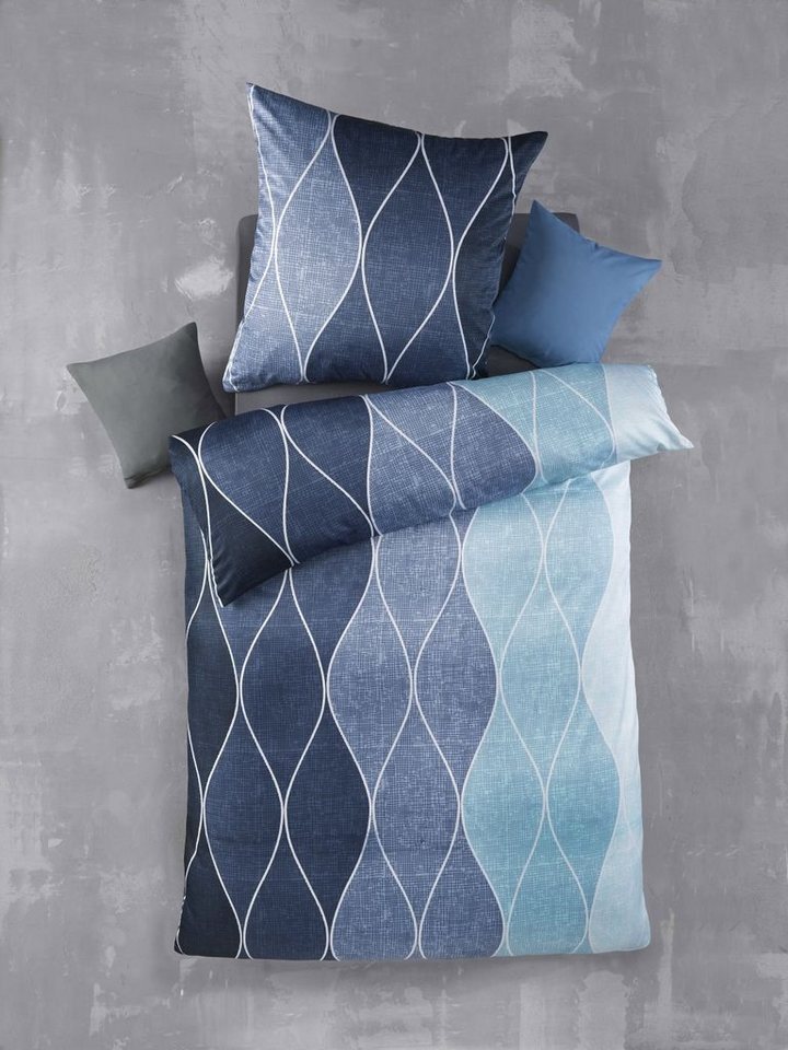 Optidream Bettwäsche Set Mikrofaser 135x200 Polyester Alec-Blau Blau, Mikrofaser, 2 teilig, Geschenk Idee Frauen Männer neue Wohnung Hochzeit Frühjahr sale von Optidream
