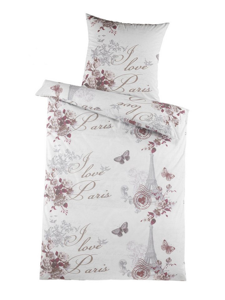 Optidream Bettwäsche Set Renforcé 135x200 Design Madeleine, Renforcé, 2 teilig, Sommer Geschenke Idee Frauen Männer weich sale Reißverschluss Partner von Optidream
