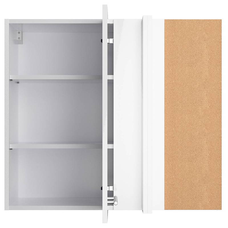 home24 Eck-Hängeschrank III 85 x 70 x 35cm Weiß/Hochglanz Weiß von home24