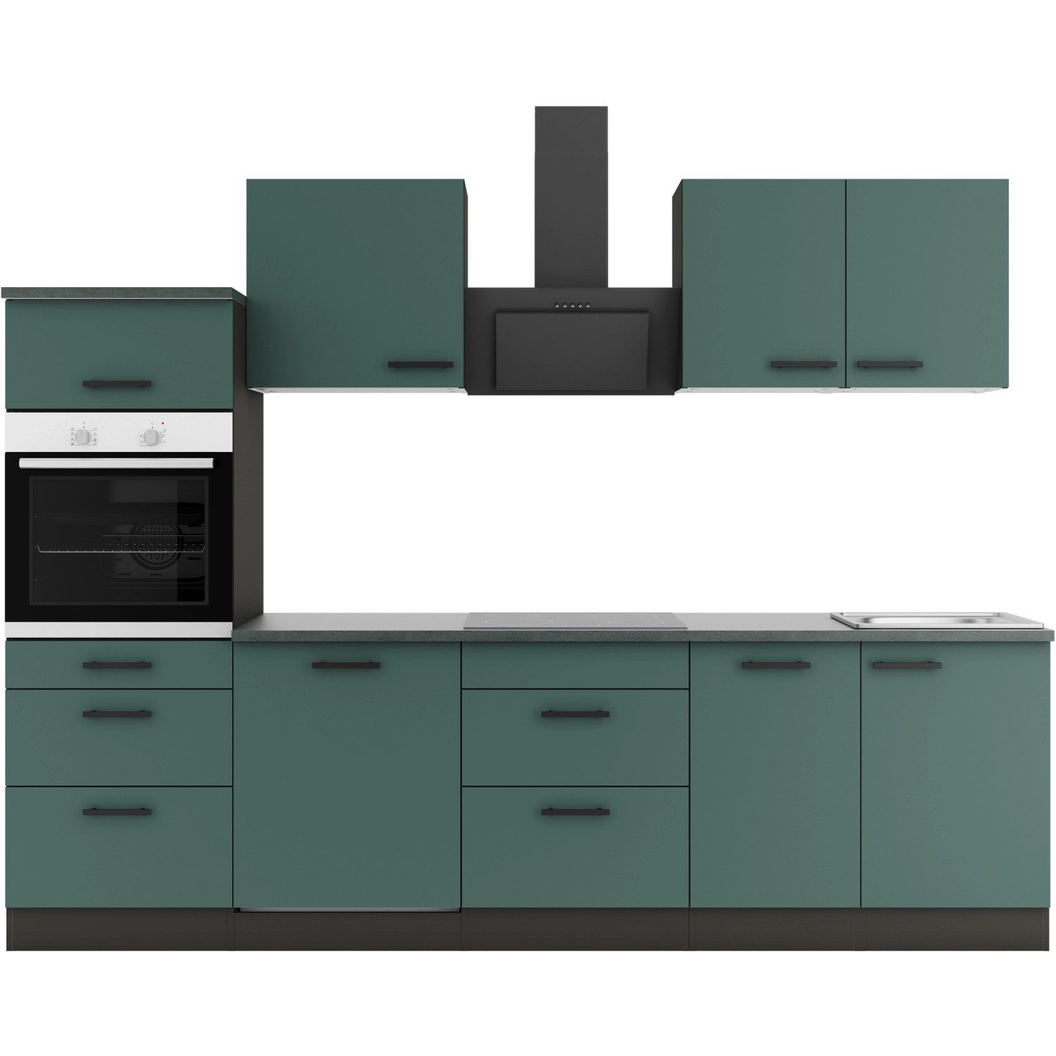 OPTIFIT Verona405 Küchenzeile 270 cm ohne E-Geräte Steingrün von Optifit