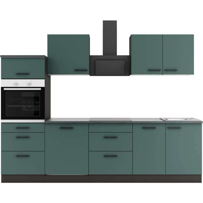 OPTIFIT Verona405 Küchenzeile 270 cm ohne E-Geräte Steingrün von Optifit