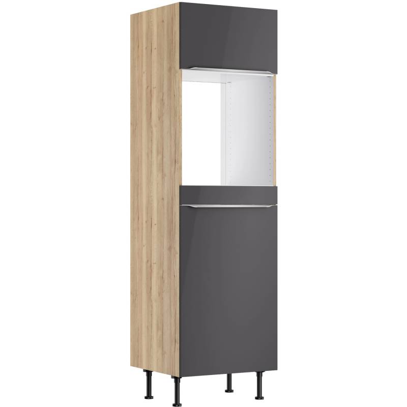 Optifit Hochschrank f. Backofen/Kühlschrank Linus984 60 cm Anthrazit-Wildeiche von Optifit