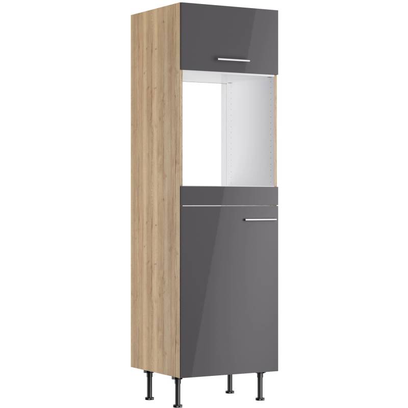Optifit Hochschrank für Backofen/Kühlschrank Jonte984 60cm Anthrazit-Wildeiche von Optifit