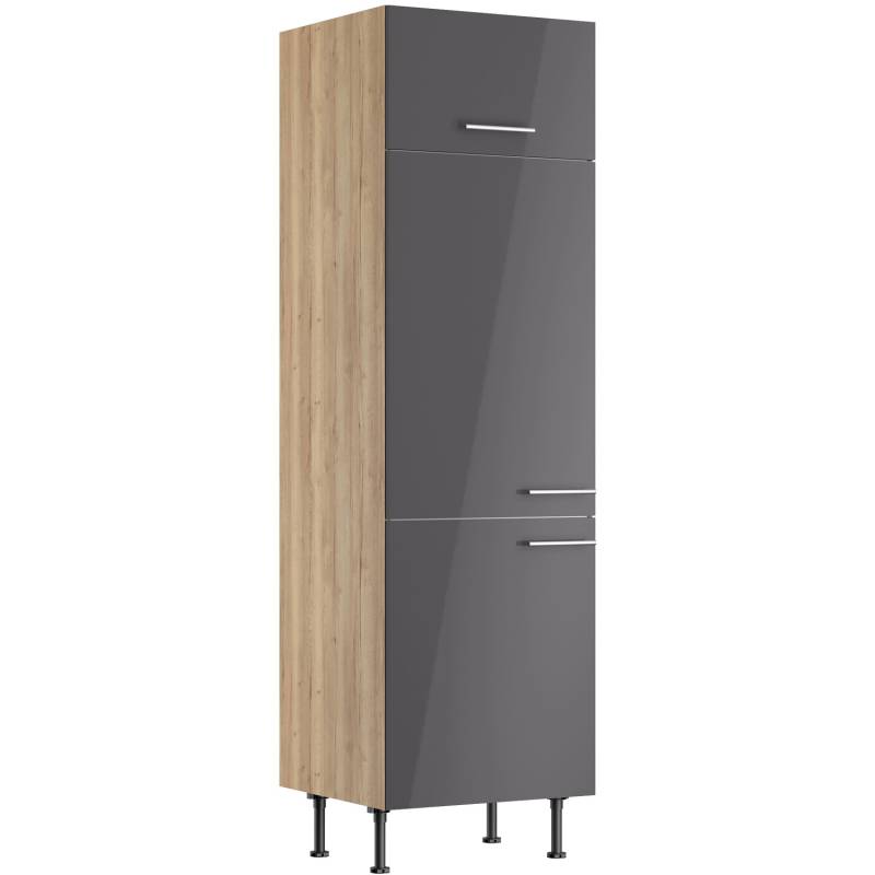 Optifit Hochschrank für Kühlschrank Jonte984 60 cm Anthrazit-Wildeiche von Optifit