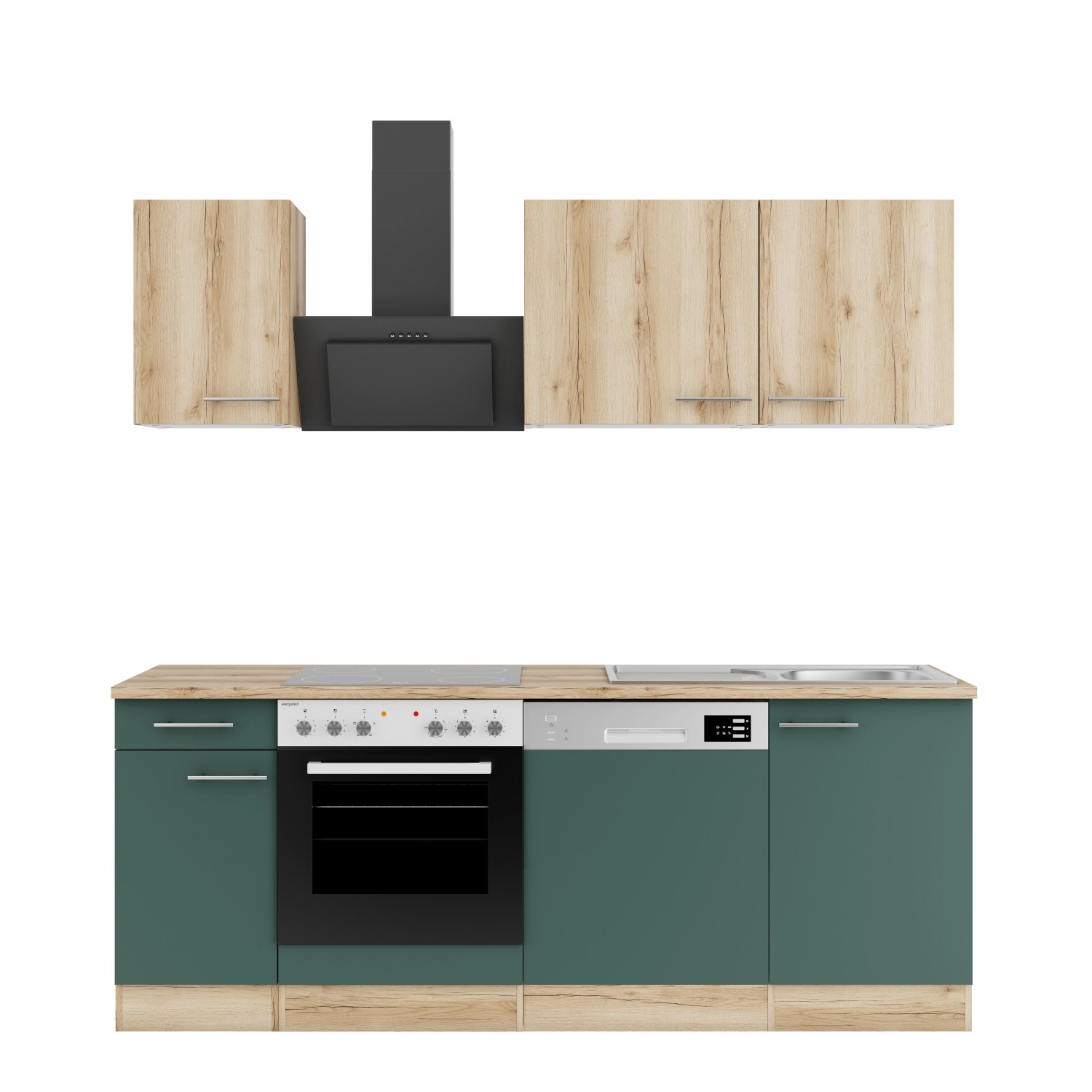 Optifit Küchenzeile KPLS 2179-9+ Liv.290/Sav.405 Wildeiche Nb./Steingrün 210cm Optifit Küchenzeile KPLS 2179-9+ Liv.290/Sav.405 Wildeiche Nb./Steingrün 210cm von Optifit