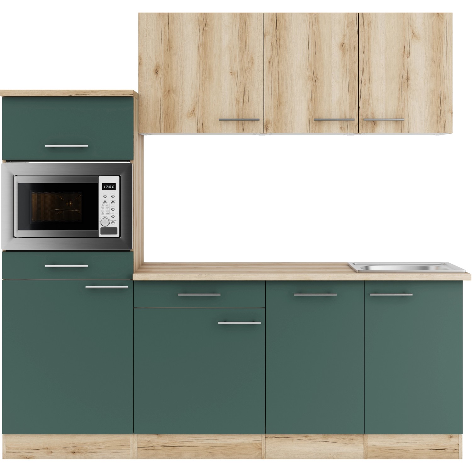 Optifit Küchenzeile KPLS 2181-9+ Liv.290/Sav.405 Wildeiche Nb./Steingrün 210cm Optifit Küchenzeile KPLS 2181-9+ Liv.290/Sav.405 Wildeiche Nb./Steingrün 210cm von Optifit