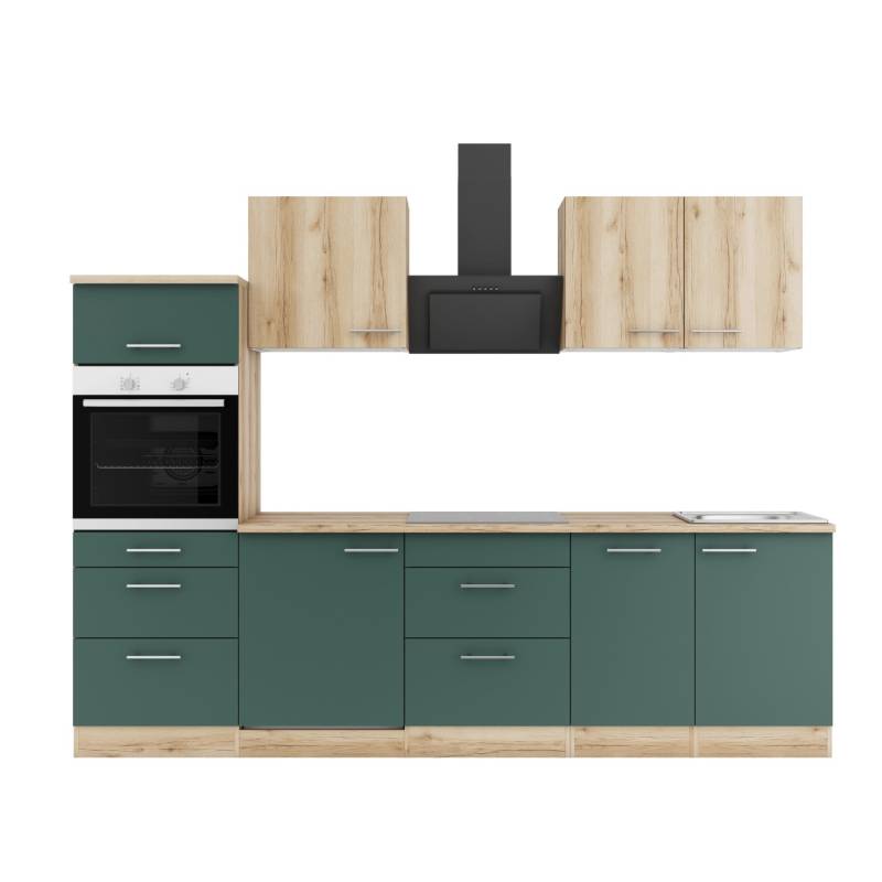 Optifit Küchenzeile KPLS 2789OE-9+ Li/Sav o. E-Ger. Wildeiche Nb./Steingr. 270cm von Optifit