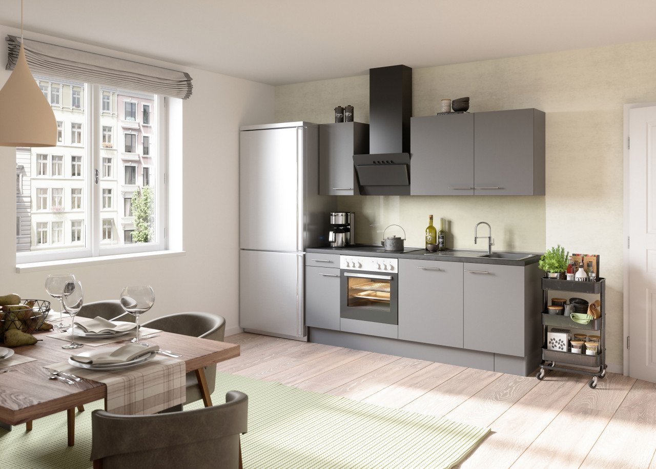 Optifit Küchenzeile Mats mit E-Geräte ohne Kühlschrank basaltgrau 210 cm von Optifit