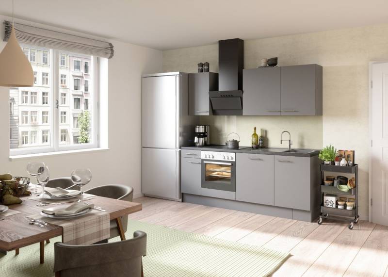Optifit Küchenzeile Mats mit E-Geräte ohne Kühlschrank basaltgrau 210 cm von Optifit