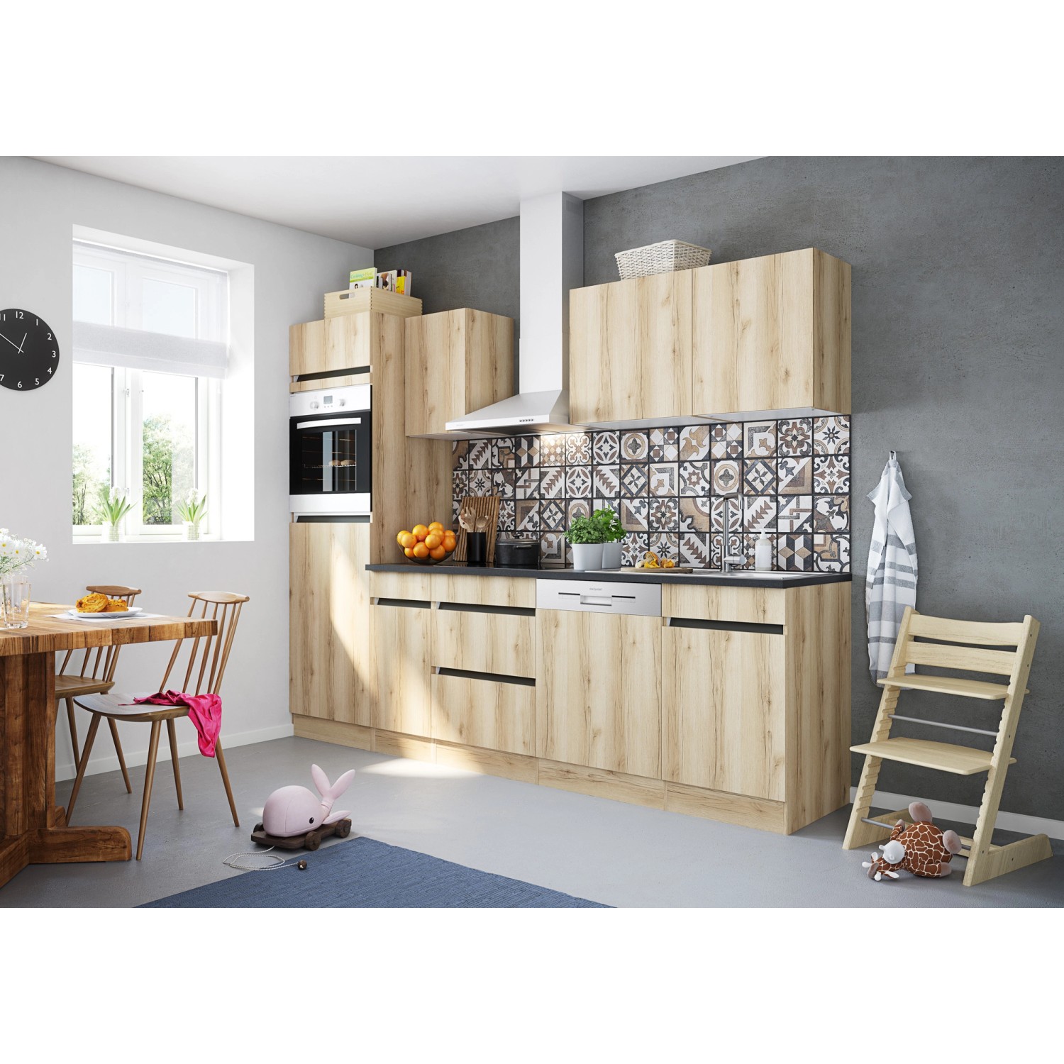 Optifit Küchenzeile OPTIkombi Kaya290 ohne E-Geräte 270 cm Breite Wildeiche NB von Optifit