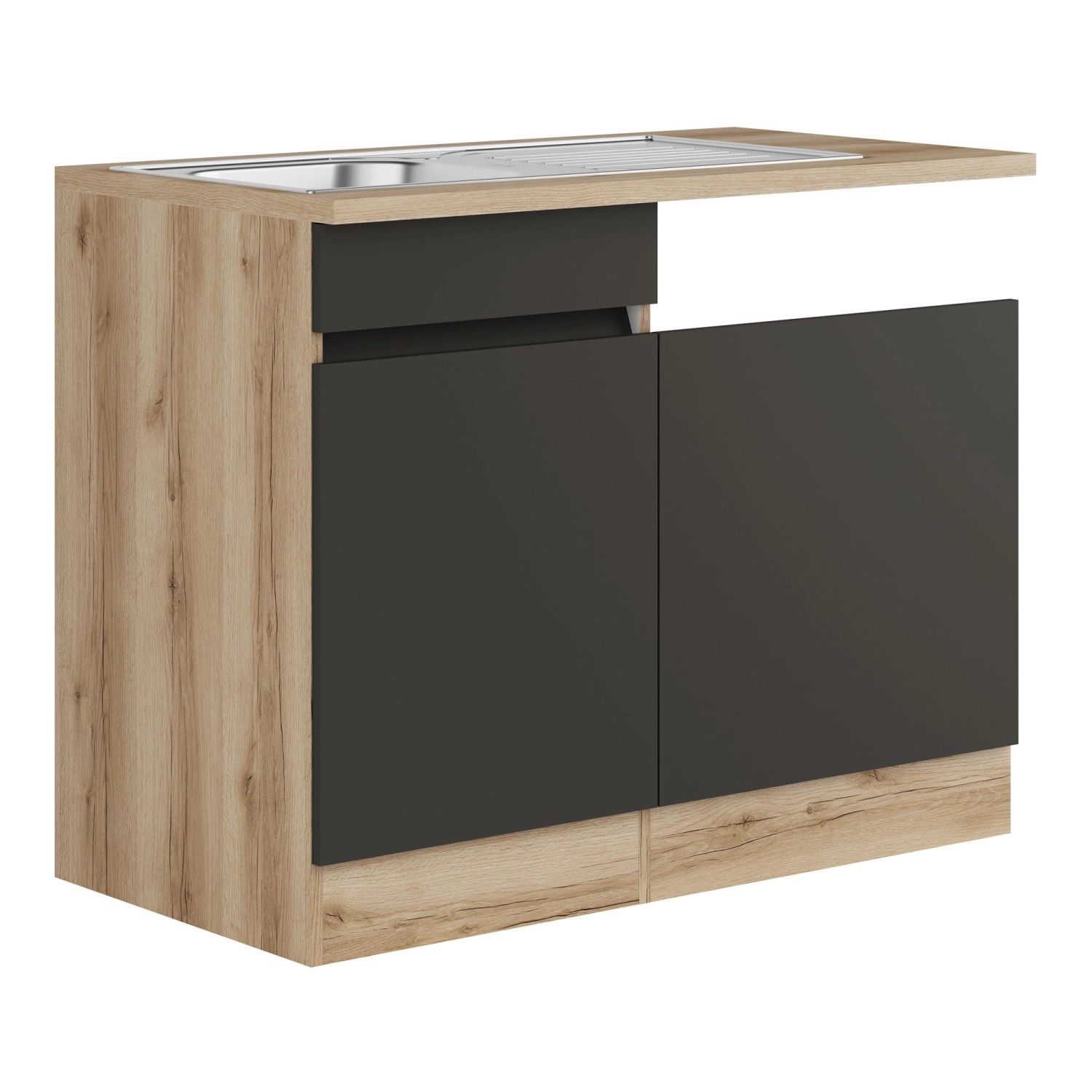 Optifit Spülenunterschrank m. Einbauspüle 110 cm Noah420 Anthrazit Wildeiche NB von Optifit