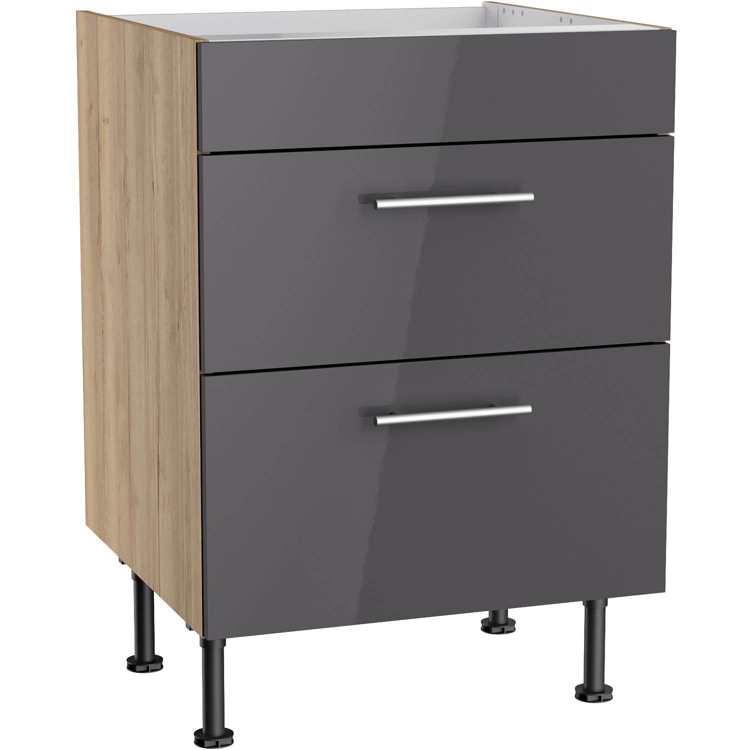 Optifit Unterschrank für Kochfeld Jonte984 60 cm Anthrazit-Wildeiche von Optifit