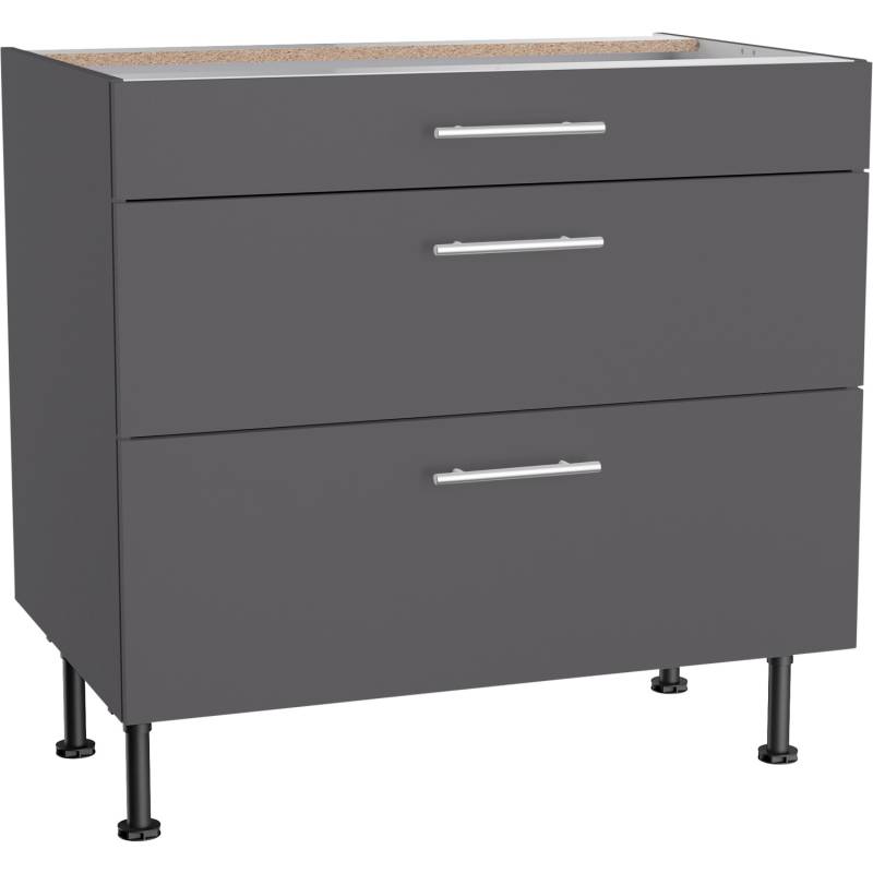 Optifit Unterschrank mit 3 Auszügen Ingvar420 90 cm Anthrazit Matt von Optifit