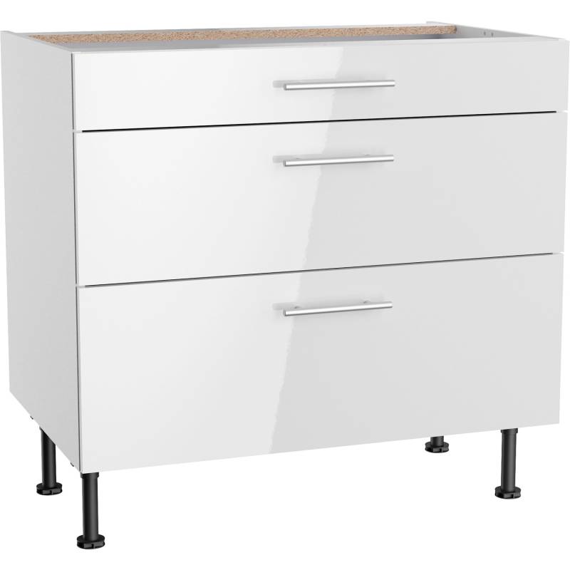 Optifit Unterschrank mit 3 Auszügen Rurik986 90 cm x 87 cm x 58,4 cm Weiß von Optifit