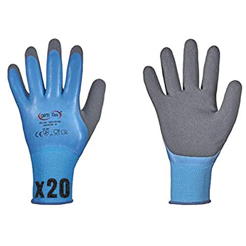 HandschuhMan. Vollbeschichtete Arbeitshandschuhe Aqua Guard, wasserdicht lebensmittelgeeignet. Gr. 7-11 (8/M (20 Paar)) von Optiflex