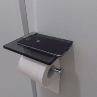 Cube Way Toilettenpapierhalter aus Chrom mit schwarzer Ablage aus gehärtetem Glas (Holder ) - Optima von Optima