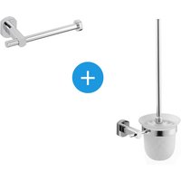 Optima Cube Way Set Wand-Toilettenbürste + Wand-Toilettenpapierhalter, Chrom (CubeWay-SET) von Optima
