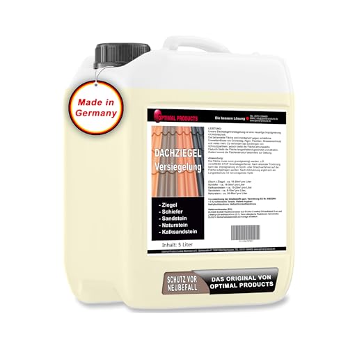 Optimal Products Dachversiegelung/Imprägnierung | Atmungsaktive Langzeitschutz-Versiegelung mit Hydrophobierung I Mit Abperleffekt I 5 Liter Kanister von Optimal Products die bessere Lösung