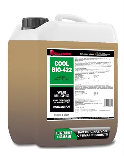 Optimal Products Kühlschmierstoff Cool Bio-422 5L - Wassermischbares Hochleistungs Kühlschmiermittel mit gutem Korrosionsschutz, Bohröl Schneidöl Metall von Optimal Products die bessere Lösung