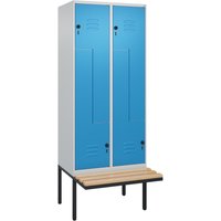 C+P Z-Spind Classic PLUS, 4 Abteile, HxBxT 2.120 x 800 x 815 mm, für Vorhängeschloss, auskragende Bank aus Buche, lichtgrau, lichtblau C+P Z-Spind Classic PLUS, 4 Abteile, HxBxT 2.120 x 800 x 815 mm, für Vorhängeschloss, auskragende Bank aus Buche, lichtgrau, lichtblau von C+P