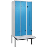 C+P Z-Spind Classic PLUS, 6 Abteile, HxBxT 2.120 x 900 x 815 mm, für Vorhängeschloss, auskragende Bank aus Kunststoff, lichtgrau, lichtblau C+P Z-Spind Classic PLUS, 6 Abteile, HxBxT 2.120 x 900 x 815 mm, für Vorhängeschloss, auskragende Bank aus Kunststoff, lichtgrau, lichtblau von C+P