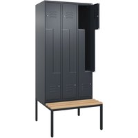 C+P Z-Spind Classic PLUS, 6 Abteile, HxBxT 2.120 x 900 x 815 mm, Zylinderschloss, untergebaute Bank aus Buche, anthrazitgrau, anthrazitgrau C+P Z-Spind Classic PLUS, 6 Abteile, HxBxT 2.120 x 900 x 815 mm, Zylinderschloss, untergebaute Bank aus Buche, anthrazitgrau, anthrazitgrau von C+P