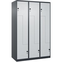 C+P Z-Spind Classic PLUS, 6 Abteile, HxBxT 1.850 x 1.200 x 500 mm, anthrazitgrau, lichtgrau, für Vorhängeschloss von C+P