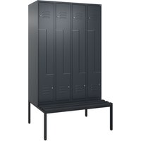 C+P Z-Spind Classic PLUS, 8 Abteile, HxBxT 2.120 x 1.200 x 815 mm, Zylinderschloss, untergebaute Bank aus Kunststoff, anthrazitgrau, anthrazitgrau C+P Z-Spind Classic PLUS, 8 Abteile, HxBxT 2.120 x 1.200 x 815 mm, Zylinderschloss, untergebaute Bank aus Kunststoff, anthrazitgrau, anthrazitgrau von C+P