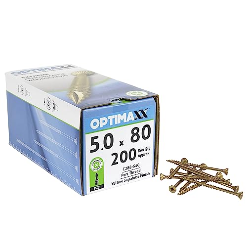 Optimaxx C288-540 Holzschrauben, 5,0 x 80, 200 Stück, Silber von Optimaxx