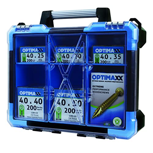 Optimaxx C288-742 1200 Stück sortierte M4 & M5 Holzschrauben & Midi Aufbewahrungskoffer Set von Optimaxx