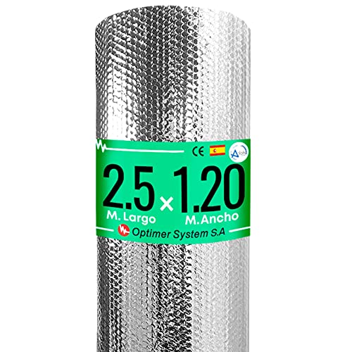 Optimer System - Isolierung Dämmung reduziert Kälte und Kitze - Heizung Isolierung Wand und Dach, Boden - 10x1.20m - 12m² (2.5x1.20m) von Optimer System