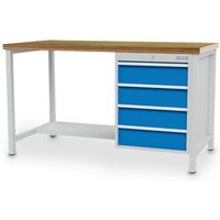 Bedrunka+Hirth Werkbank R 18-24, HxBxT 959 x 2.000 x 750 mm, lichtgrau, lichtblau, 4 Schubladen 4x150 mm von Bedrunka+Hirth