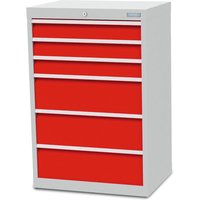 Bedrunka+Hirth Schubladenschrank R 24-16, HxBxT 1.019 x 680 x 500 mm, lichtgrau, lichtblau, 6 Schubladen von Bedrunka+Hirth