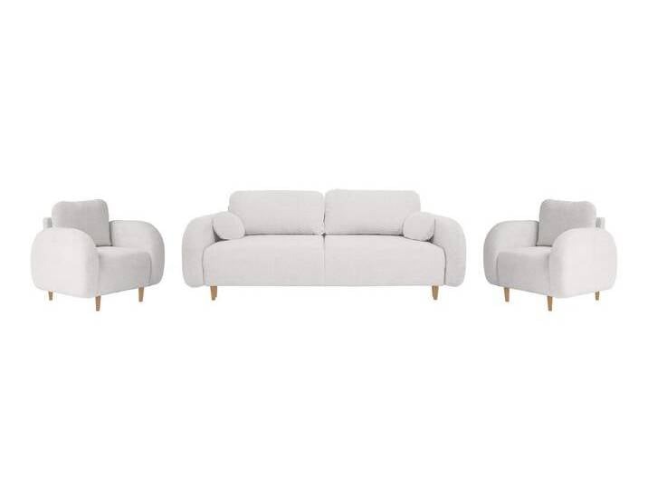 Beautysofa Polstergarnitur OPTIMO 3+1+1, (Sofa 3-Sitzer mit Schlaffunktion), Kunststoffbeine in schwarzer Farbe, modernes Design, Bucherfarbene Beine von Optimo