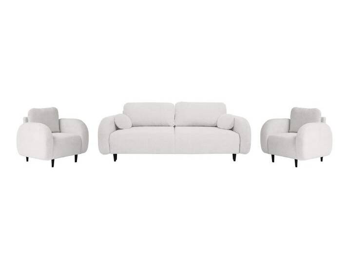 Beautysofa Polstergarnitur OPTIMO 3+1+1, (Sofa 3-Sitzer mit Schlaffunktion), Kunststoffbeine in schwarzer Farbe, modernes Design, Venge Beine von Optimo