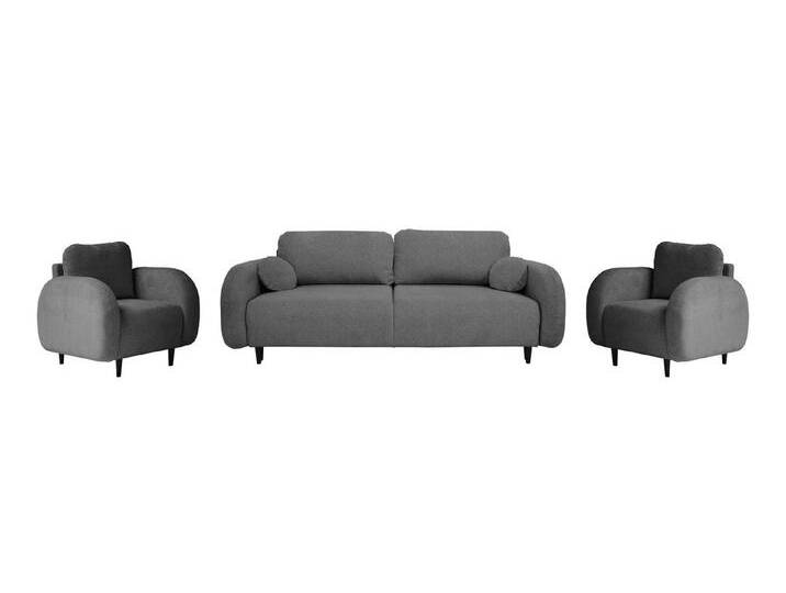 Beautysofa Polstergarnitur OPTIMO 3+1+1, (Sofa 3-Sitzer mit Schlaffunktion), Kunststoffbeine in schwarzer Farbe, modernes Design, grau, Venge Beine von Optimo