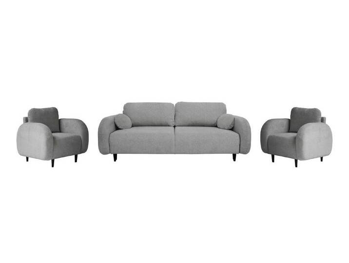 Beautysofa Polstergarnitur OPTIMO 3+1+1, (Sofa 3-Sitzer mit Schlaffunktion), Kunststoffbeine in schwarzer Farbe, modernes Design, grau, Venge Beine von Optimo