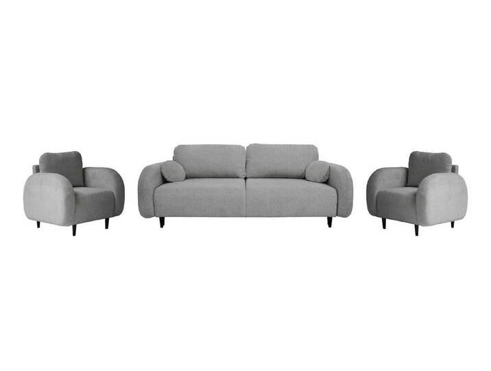 Beautysofa Polstergarnitur OPTIMO 3+1+1, (Sofa 3-Sitzer mit Schlaffunktion), Kunststoffbeine in schwarzer Farbe, modernes Design, grau, Venge Beine von Optimo