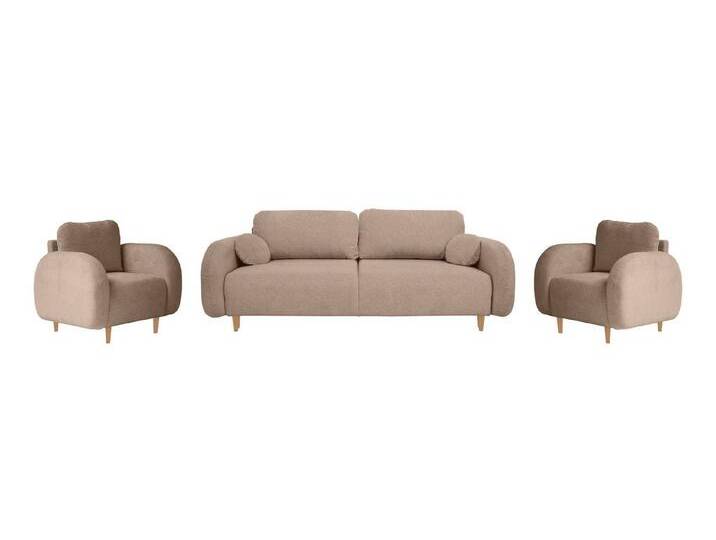 Beautysofa Polstergarnitur OPTIMO 3+1+1, (Sofa 3-Sitzer mit Schlaffunktion), Kunststoffbeine in schwarzer Farbe, modernes Design von Optimo