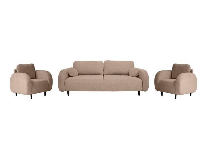 Beautysofa Polstergarnitur OPTIMO 3+1+1, (Sofa 3-Sitzer mit Schlaffunktion), Kunststoffbeine in schwarzer Farbe, modernes Design von Optimo