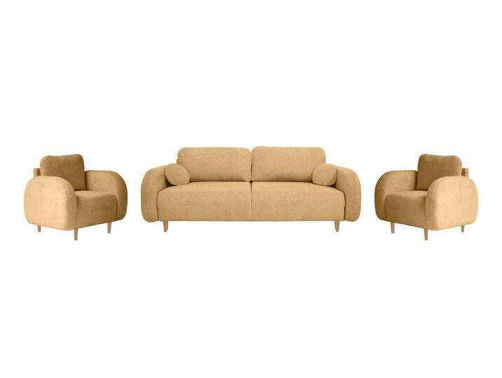 Beautysofa Polstergarnitur OPTIMO 3+1+1, (Sofa 3-Sitzer mit Schlaffunktion), Kunststoffbeine in schwarzer Farbe, modernes Design von Optimo
