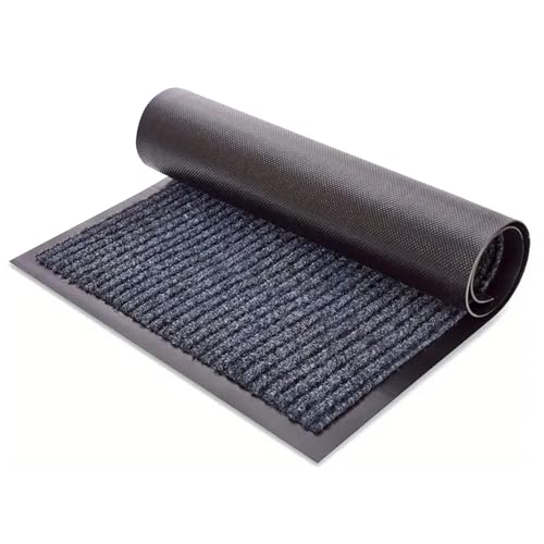 OptimumX Fußmatte Schmutzfangmatte – Türmatte außen & innen – Extra Dünn & Waschbar – Flur Teppich Läufer – Rutschfester Teppichläufer für Eingang, Balkon, Büro (Schwarz-Grau, 40x60 cm) von OptimumX Haushaltsgeräte