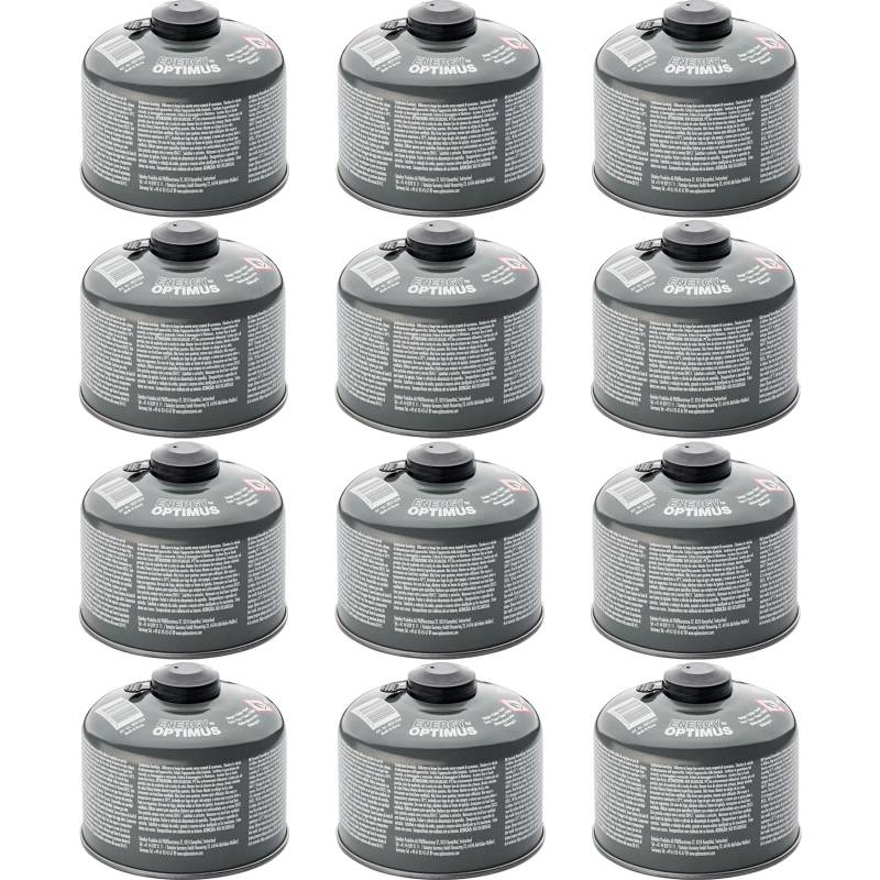 OPTIMUS 12x Schraubkartusche 4-Season Ventil Gas Kartusche Iso Butan/Propan 230g von Optimus