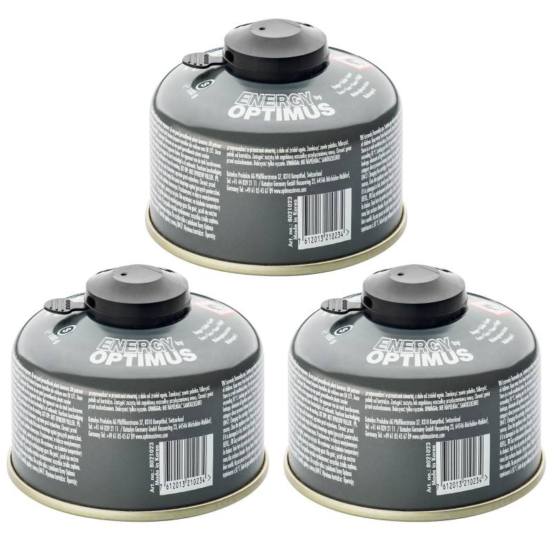 OPTIMUS 3x Schraubkartusche 4-Season Ventil Gas Kartusche Iso Butan/Propan 100 g von Optimus