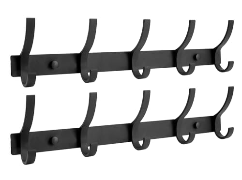 Optish 2er-Pack Garderobe mit 10 Haken, Wandgarderobe für den Eingangsbereich und Hutablage von Optish
